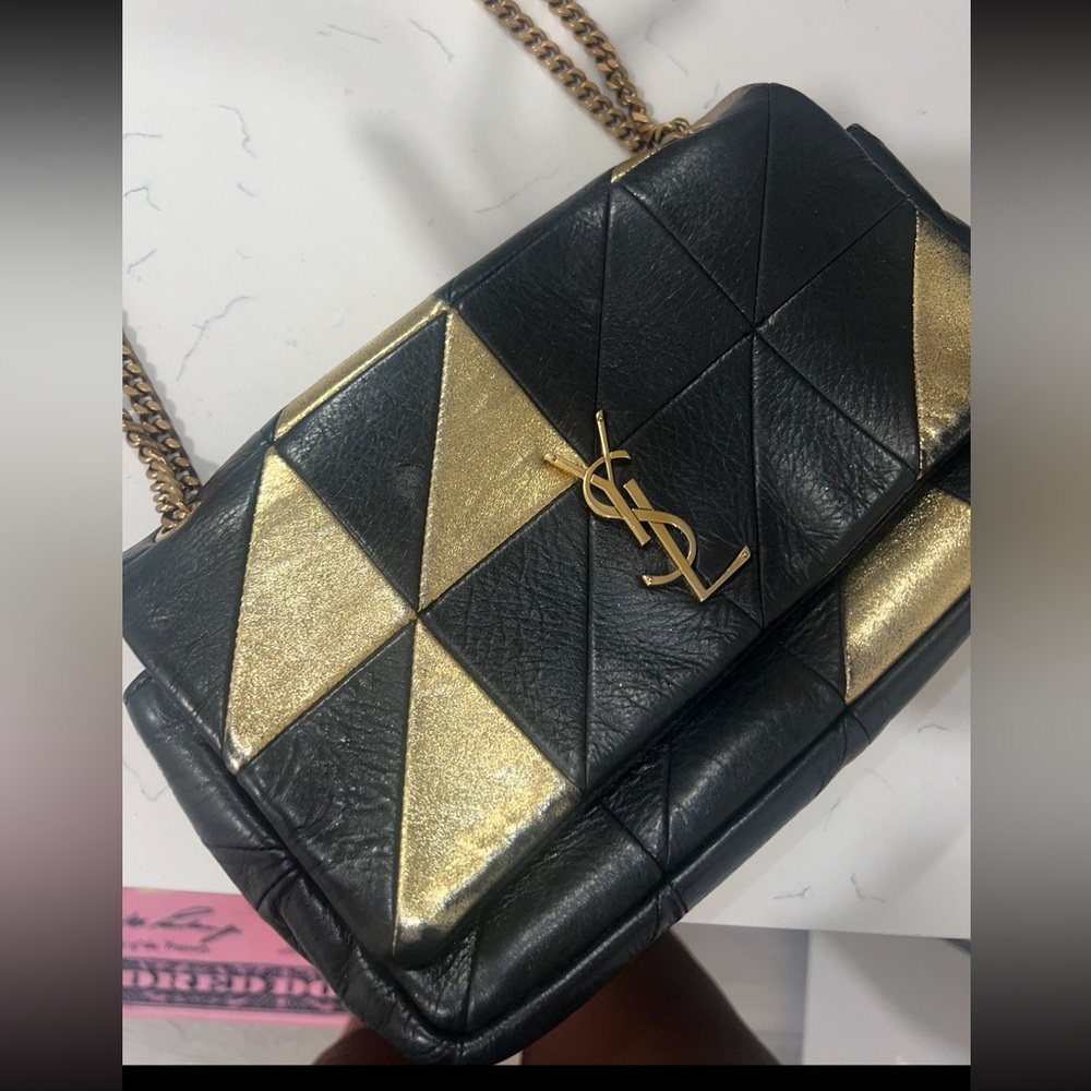 Metallic Lambskin Calfskin Patchwork Monogram Med… - image 2